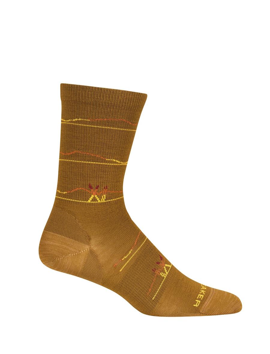 Women's Icebreaker Merino Lifestyle Ultralight Crew Ski Backcountry Socks Clove / Silent Gold | CA 1525NWYB